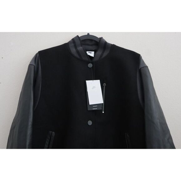 Nike FN3672-010 Women's Sz S Black Oversized Wool/Leather Destroyer Jacket - Picture 6 of 14